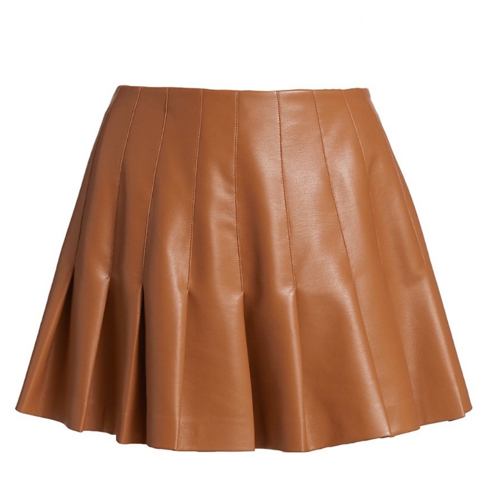 Alice and Olivia Carter Vegan Leather Pleated Miniskirt